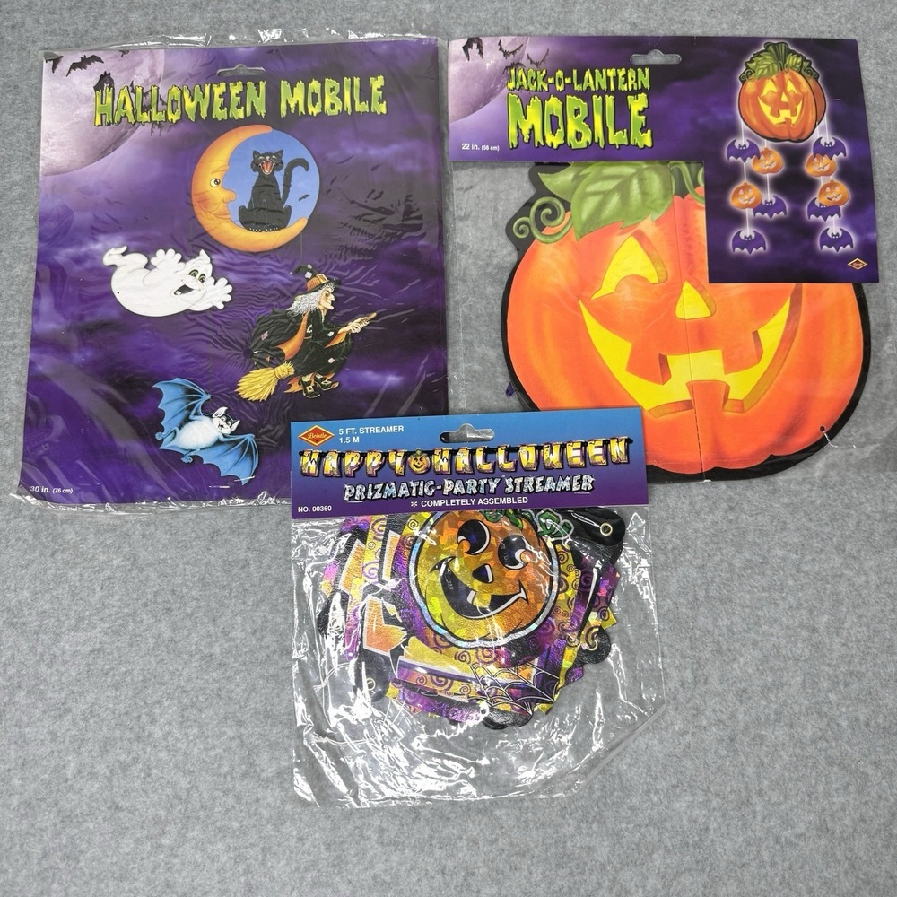 Lot Of Vintage Beistle Halloween Diecut Hanging Decor Mobile Streamer Cat Ghost